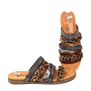 Very G Leopard Snake Sparkle Beige Sandal Women's Size 9